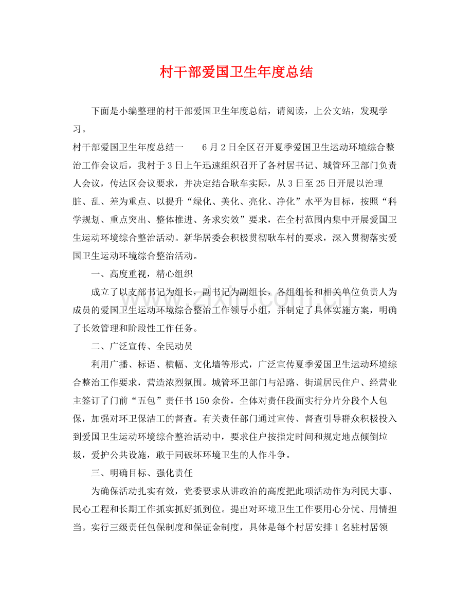 村干部爱国卫生年度总结 .docx_第1页