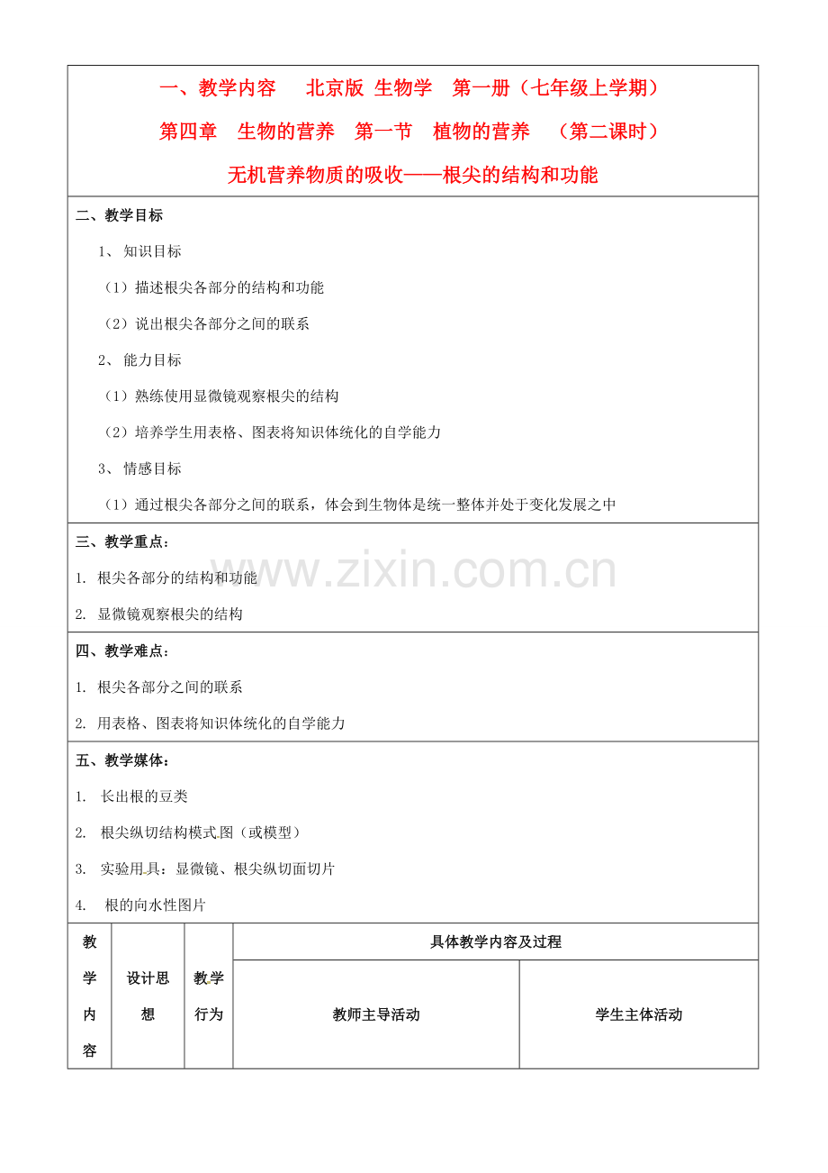 第四章 第一节 植物的营养 教案2.doc_第1页