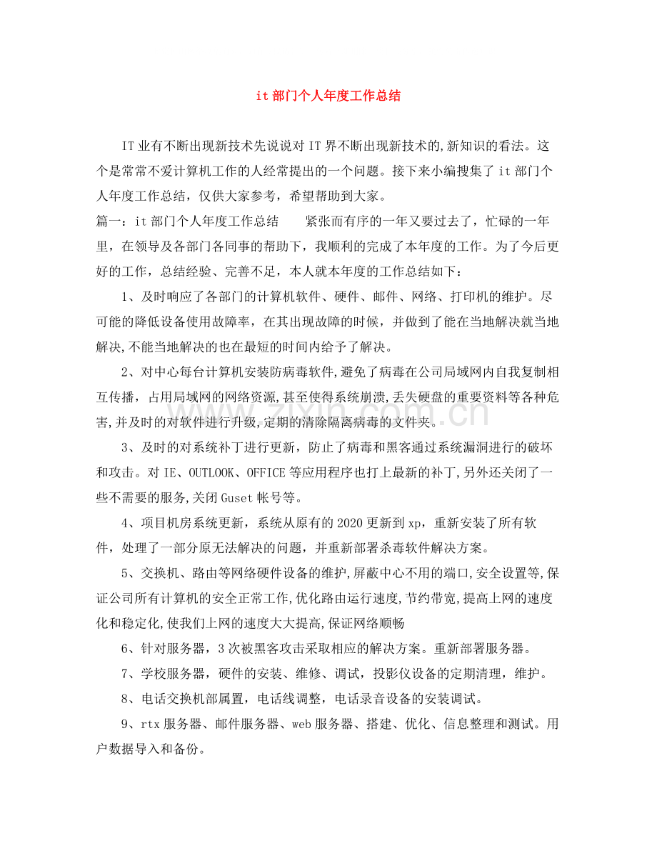 it部门个人年度工作总结.docx_第1页