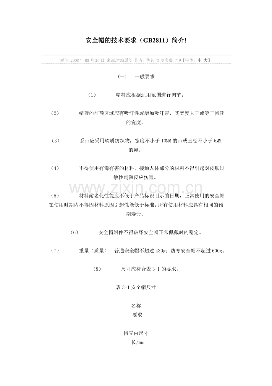安全帽的技术要求.doc_第1页