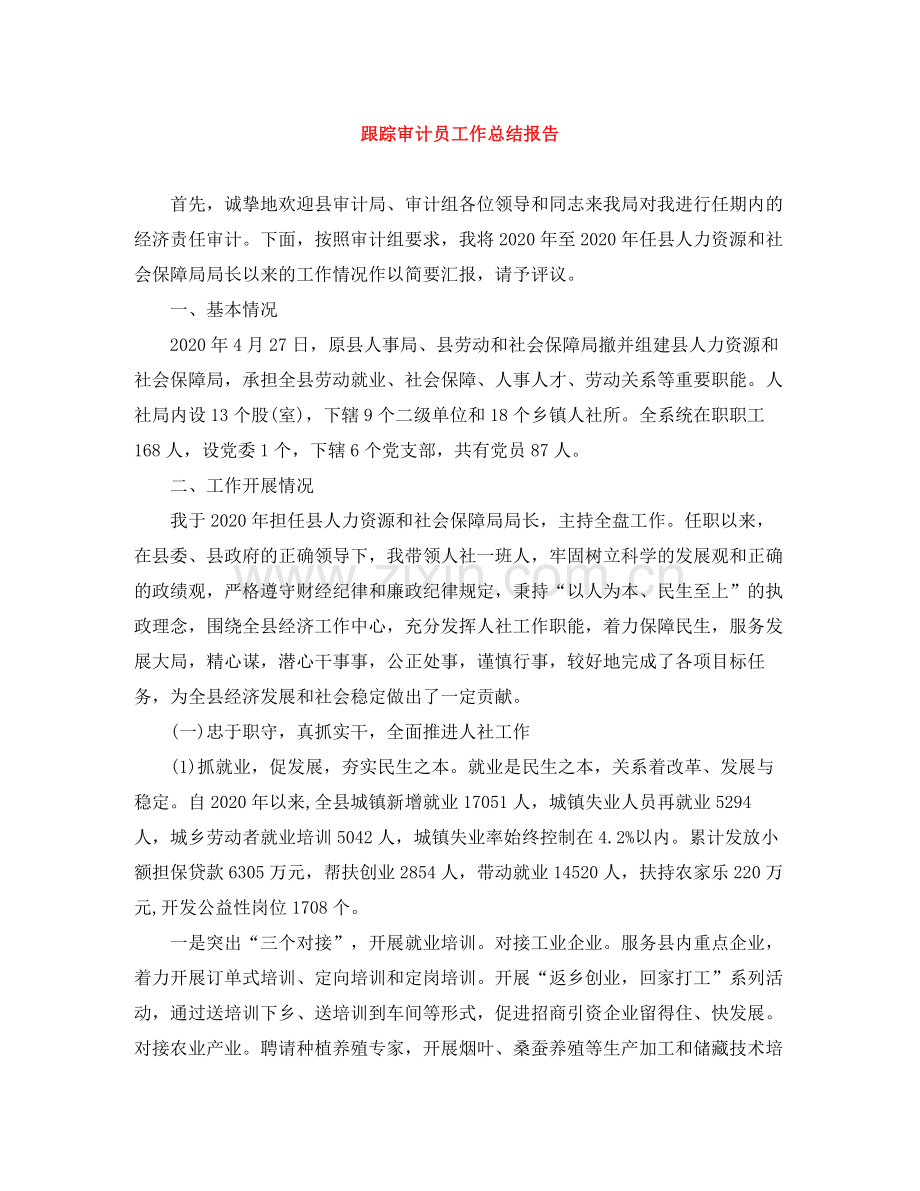 跟踪审计员工作总结报告.docx_第1页