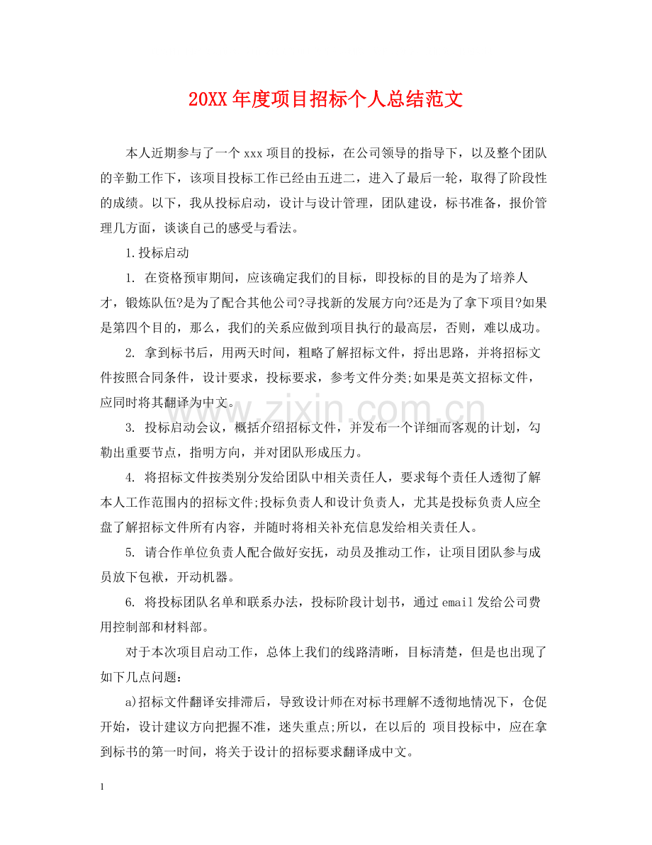 项目招标个人总结范文.docx_第1页