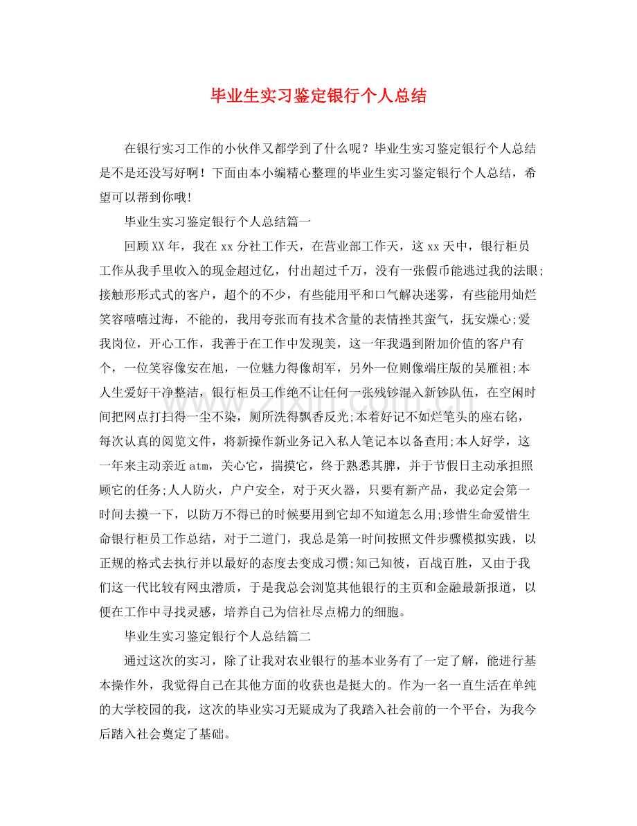 毕业生实习鉴定银行个人总结.docx_第1页