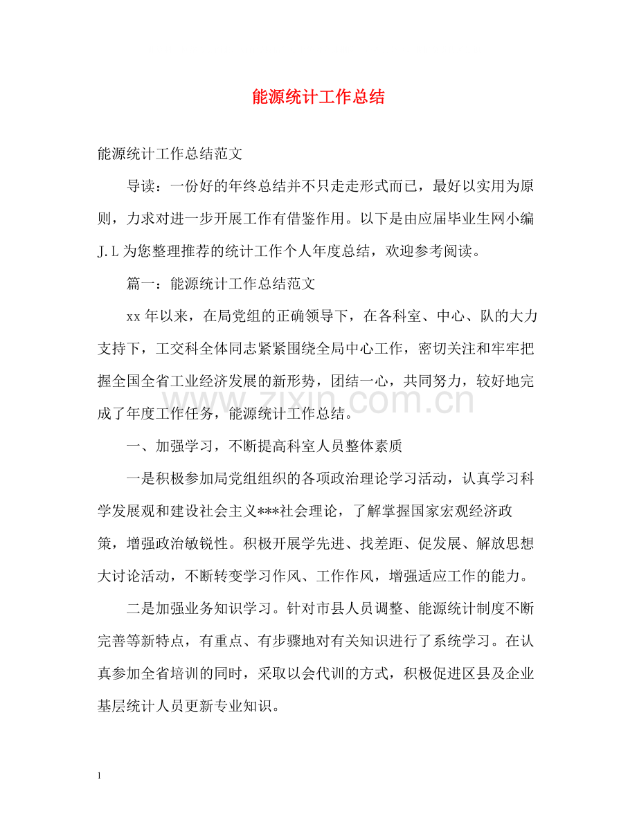 能源统计工作总结.docx_第1页