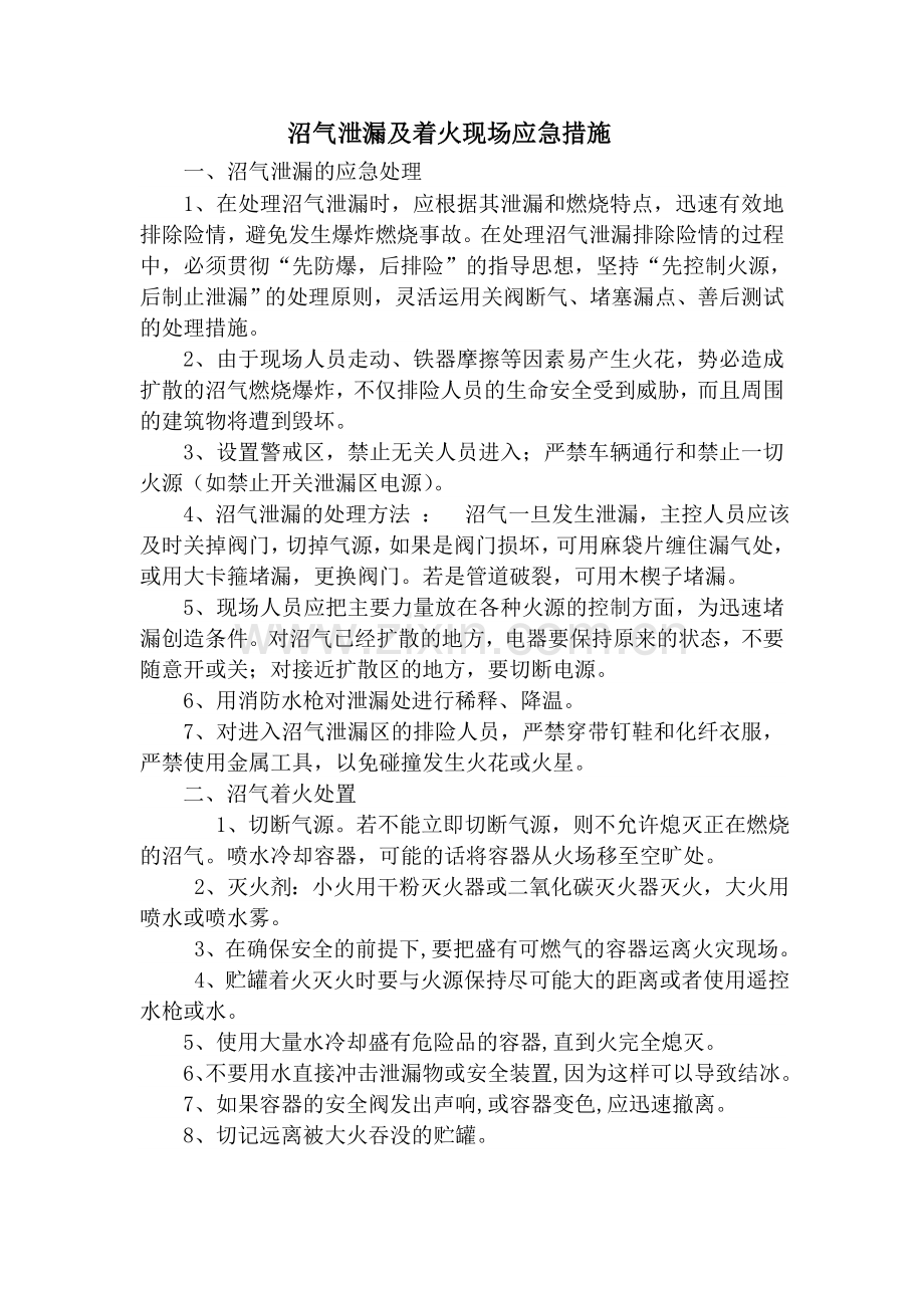沼气泄漏及着火现场应急措施.doc_第1页