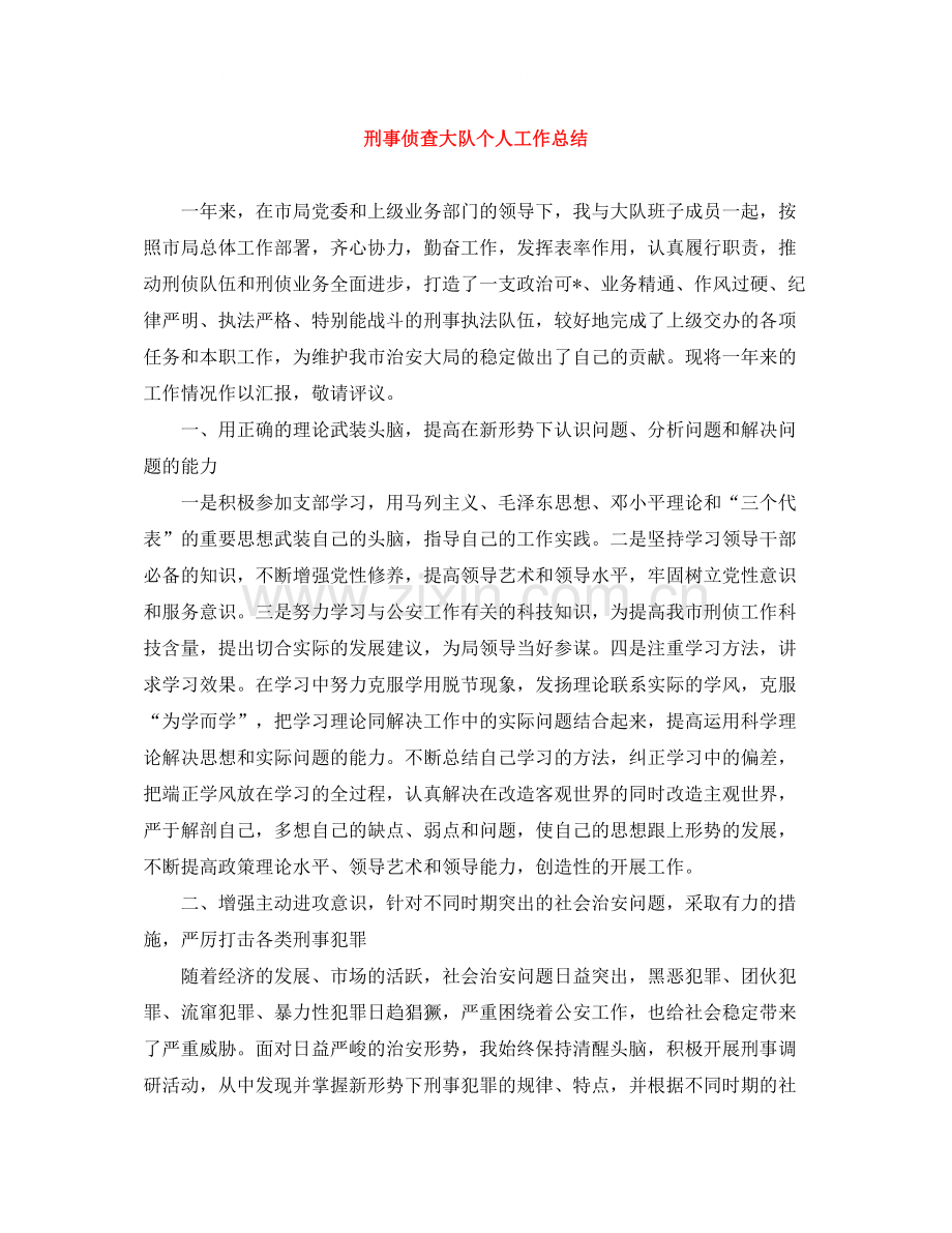 刑事侦查大队个人工作总结.docx_第1页
