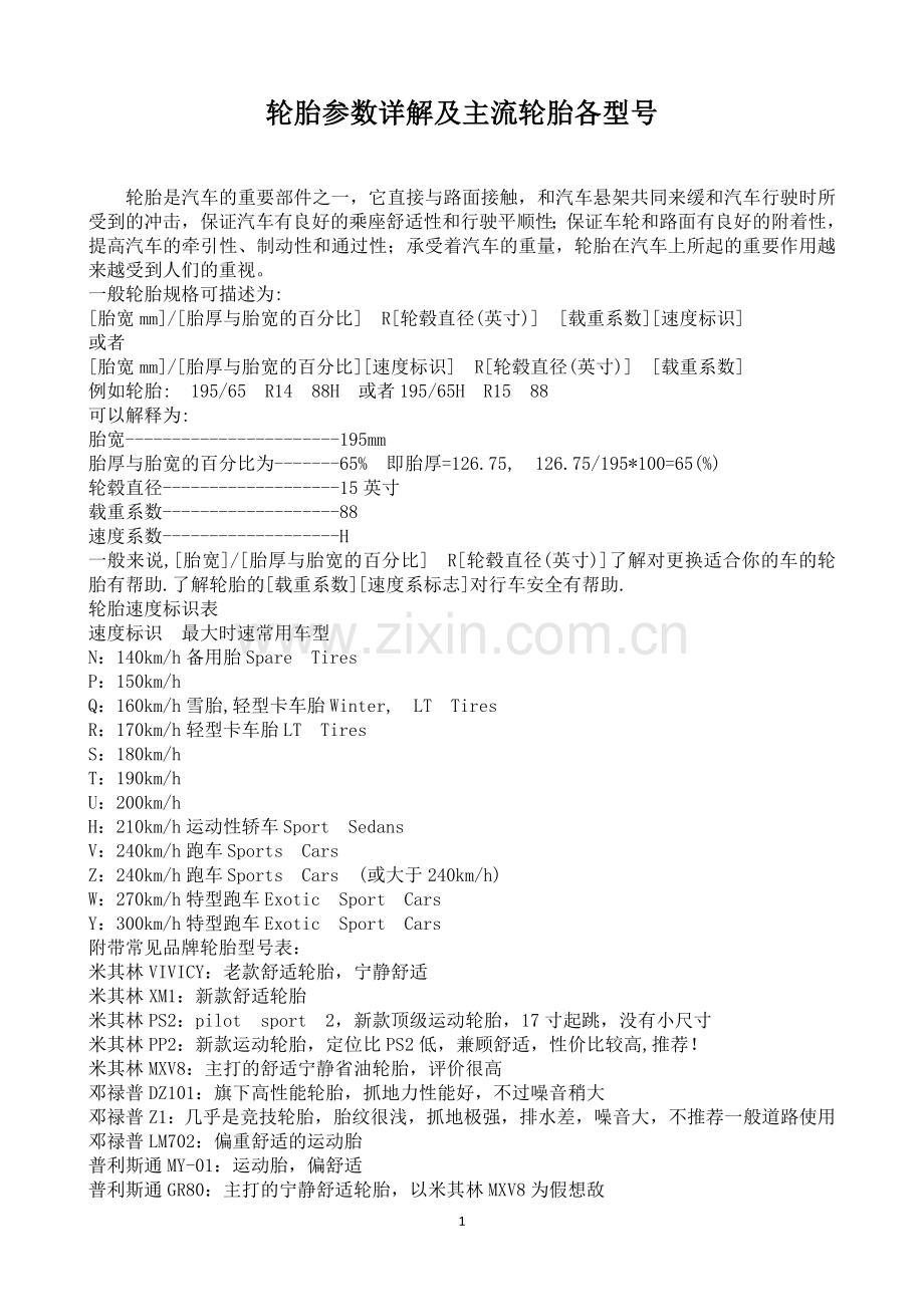 常用车轮胎参数详解.docx_第1页