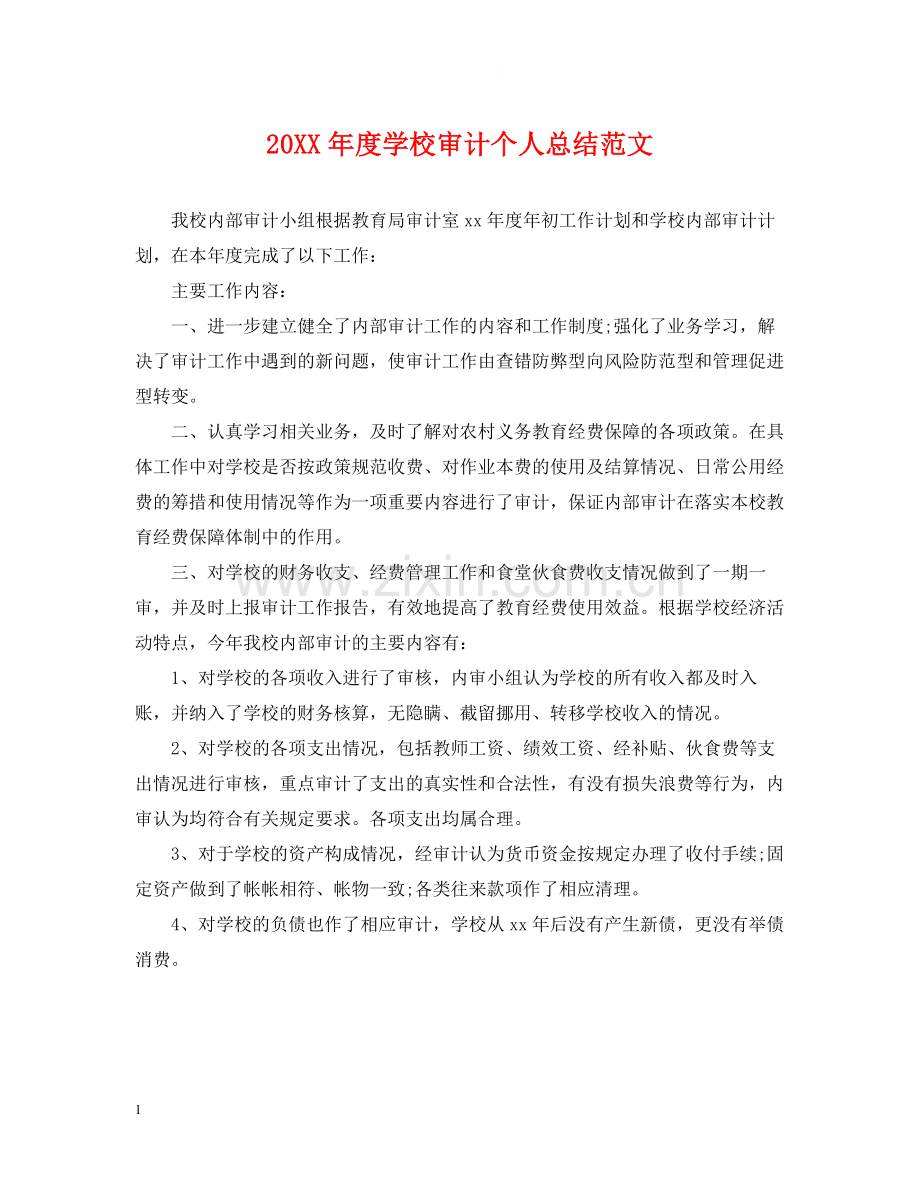 学校审计个人总结范文.docx_第1页