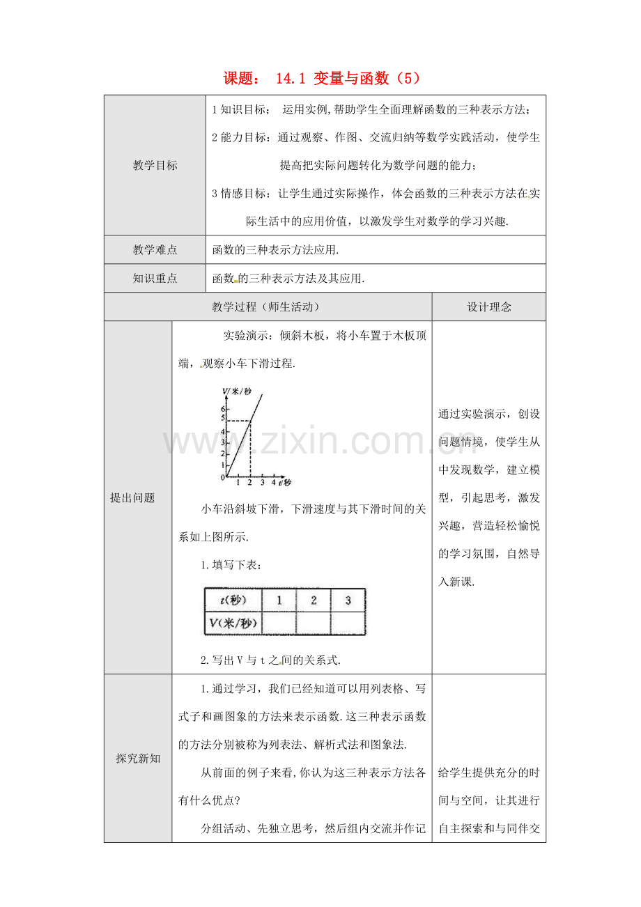 新疆克拉玛依市第十三中学八年级数学 《变量与函数（5）》教案 人教新课标版.doc_第1页