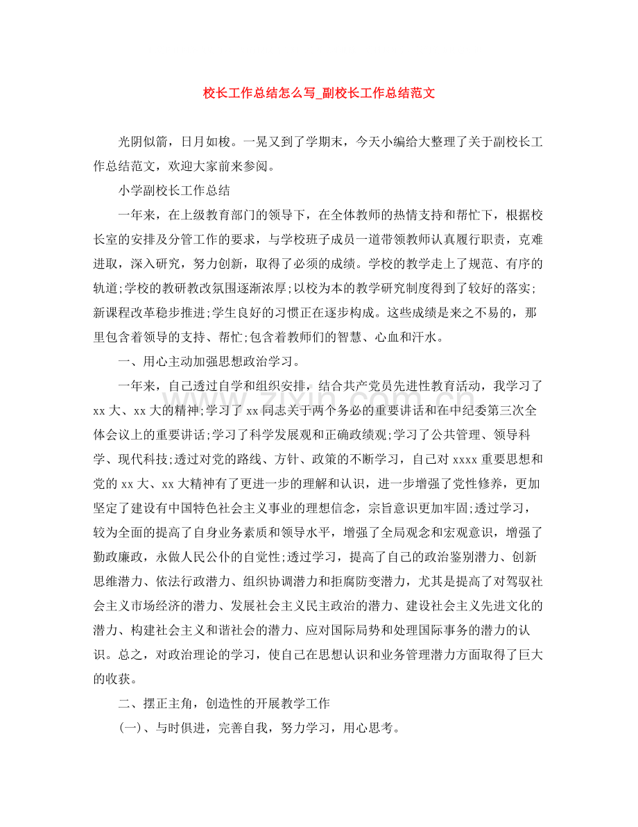 校长工作总结怎么写_副校长工作总结范文.docx_第1页