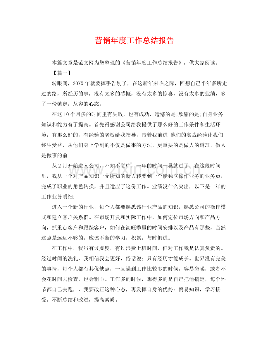 营销年度工作总结报告 .docx_第1页