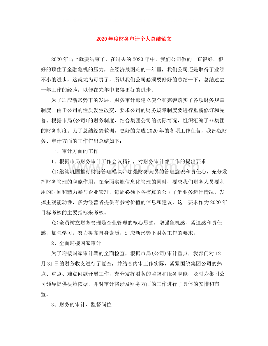 2020年度财务审计个人总结范文.docx_第1页