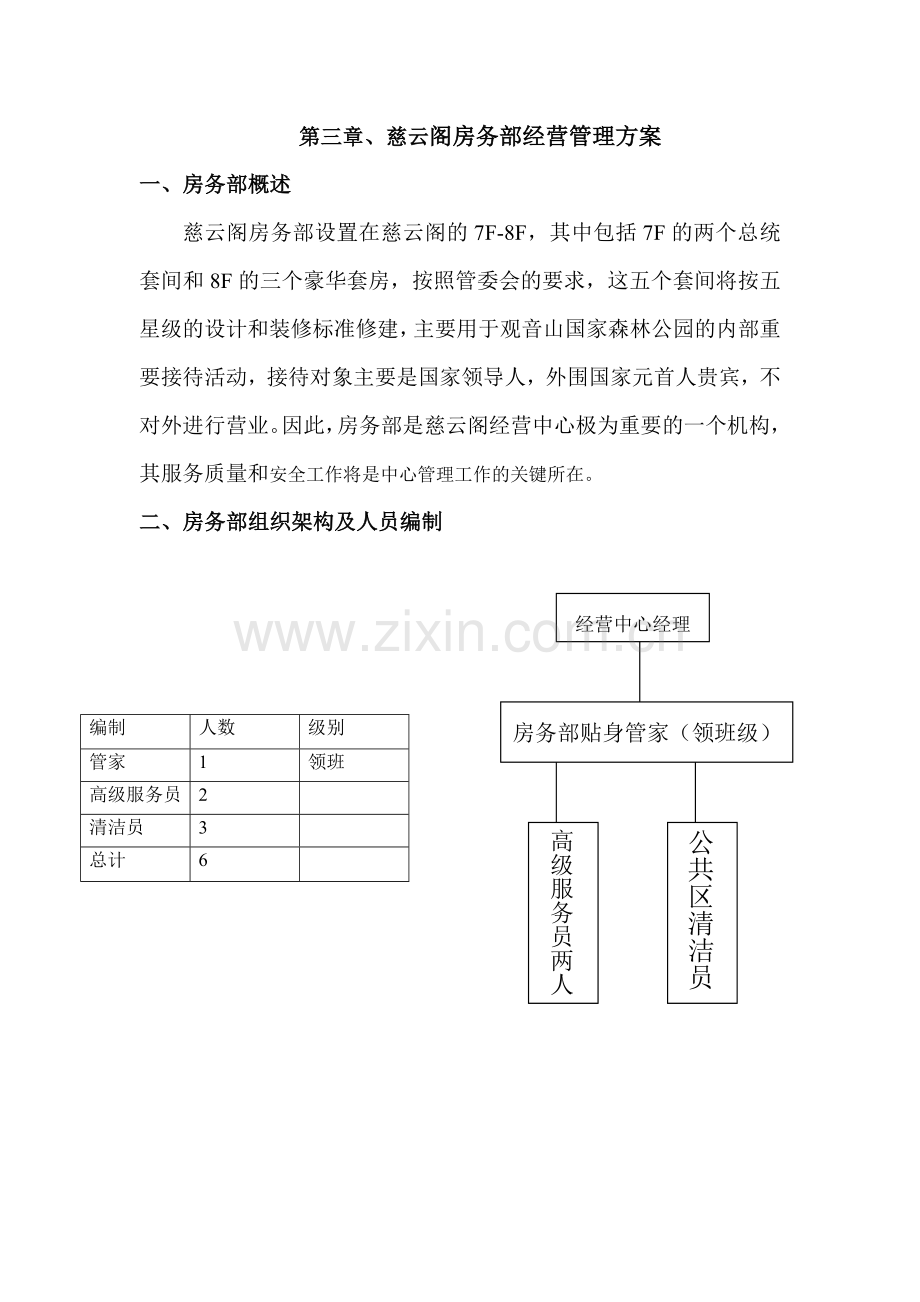 第三章、慈云阁房务部经营方案(7-8楼).doc_第1页
