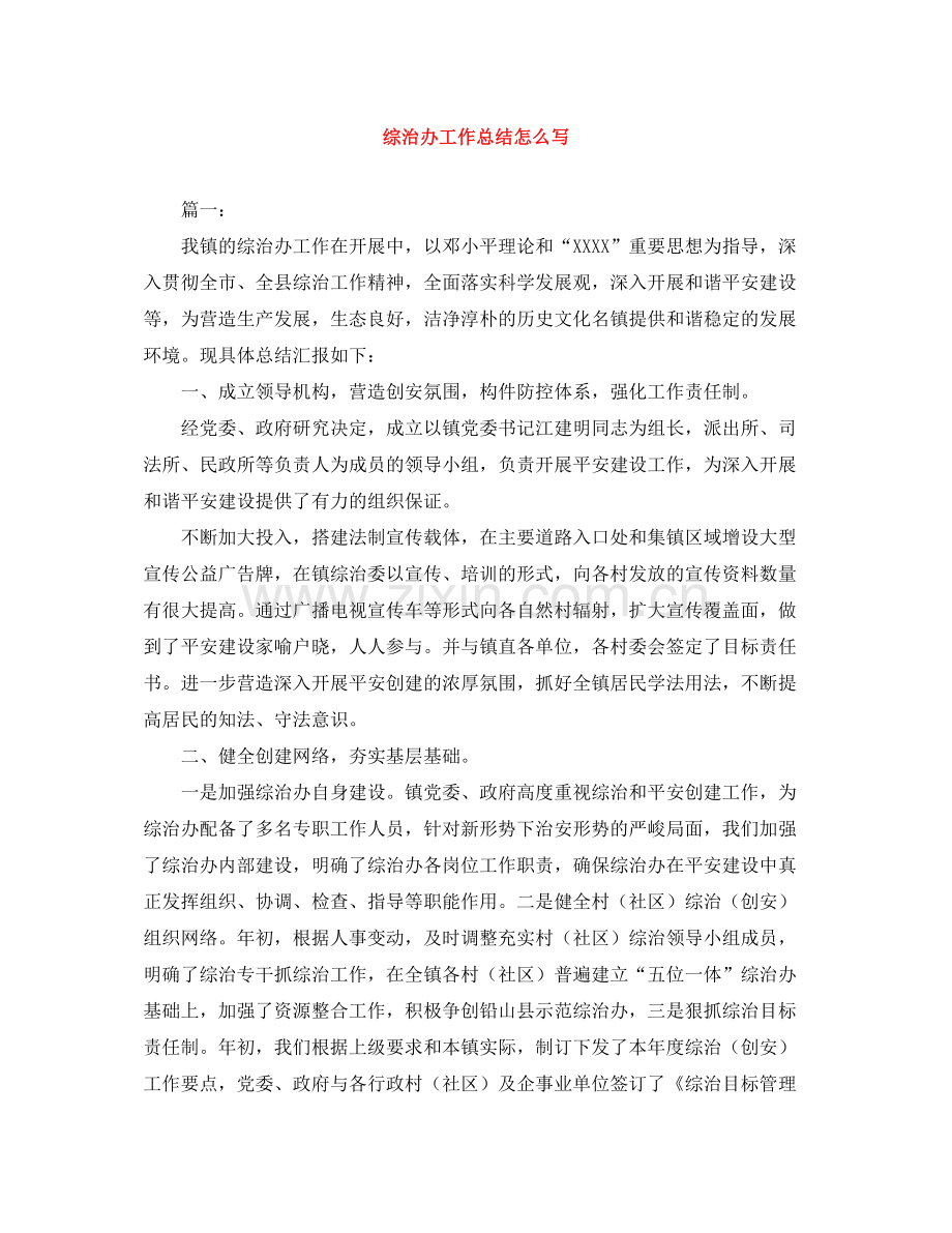 综治办工作总结怎么写.docx_第1页