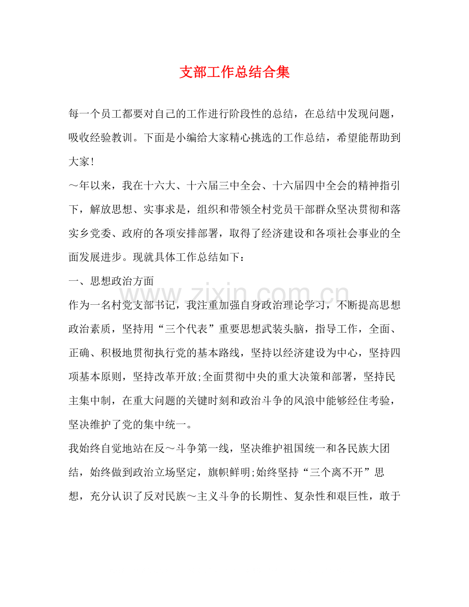 支部工作总结合集.docx_第1页