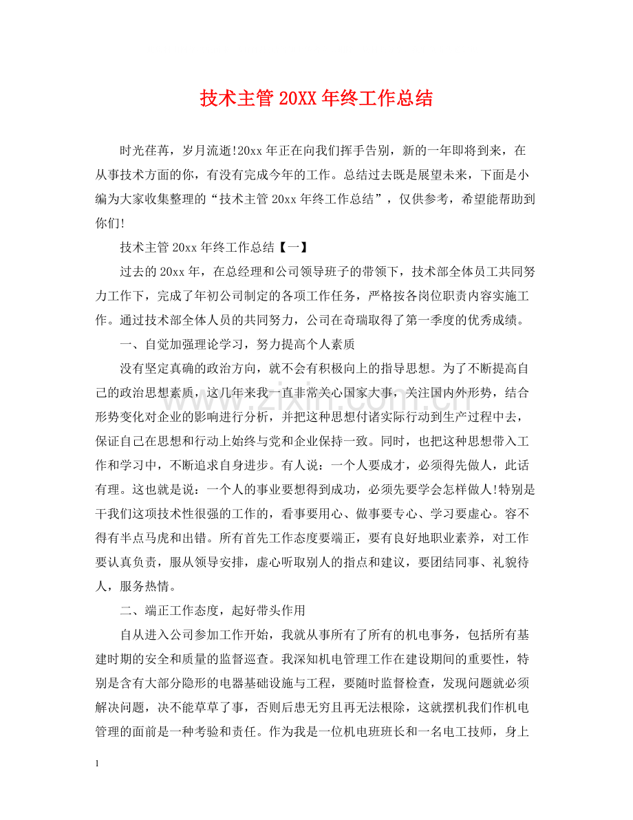 技术主管终工作总结.docx_第1页