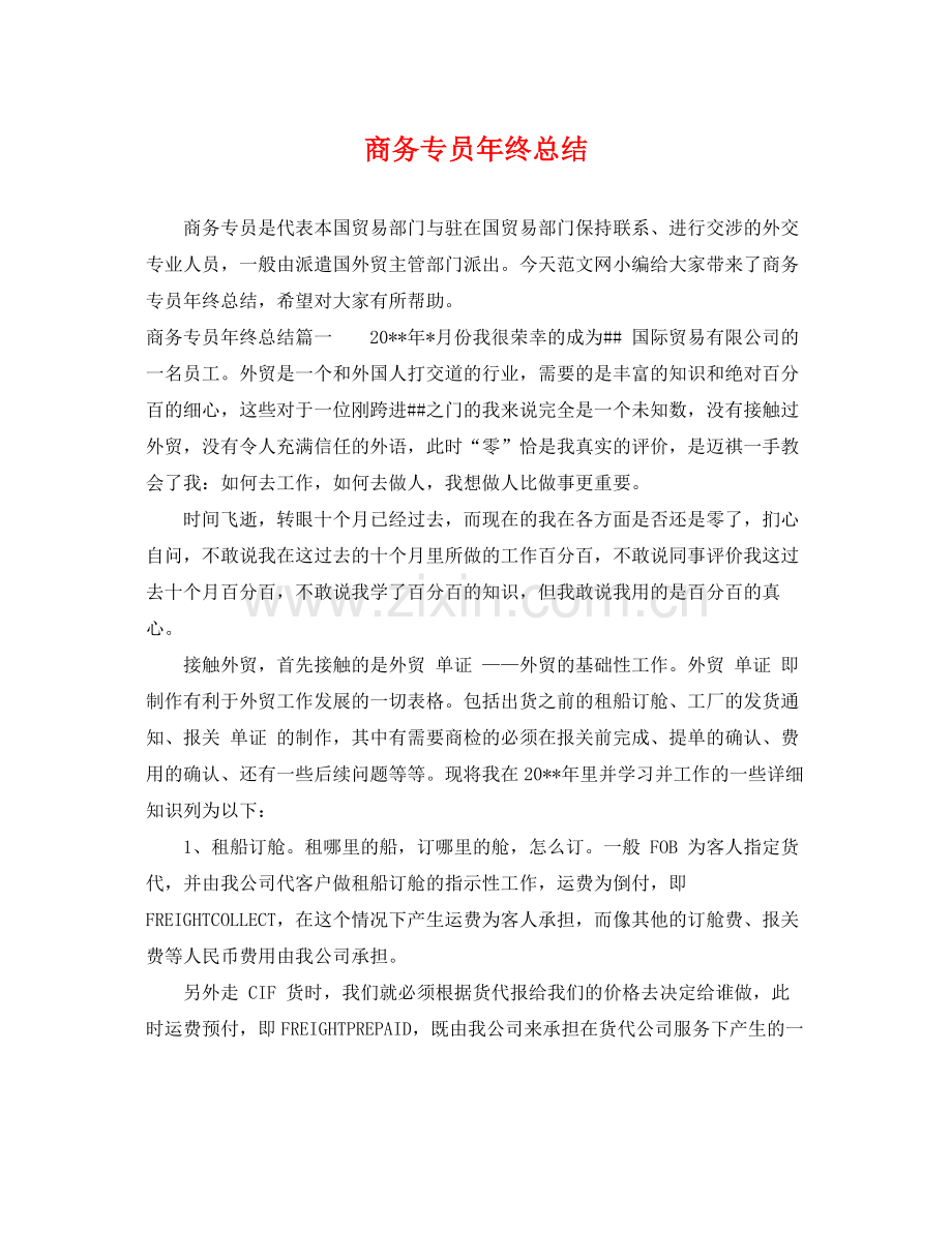 商务专员年终总结 .docx_第1页