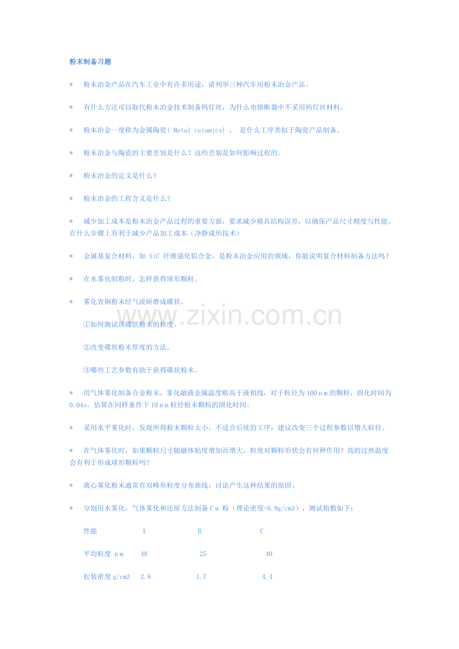 粉末冶金原理习题库.doc_第1页