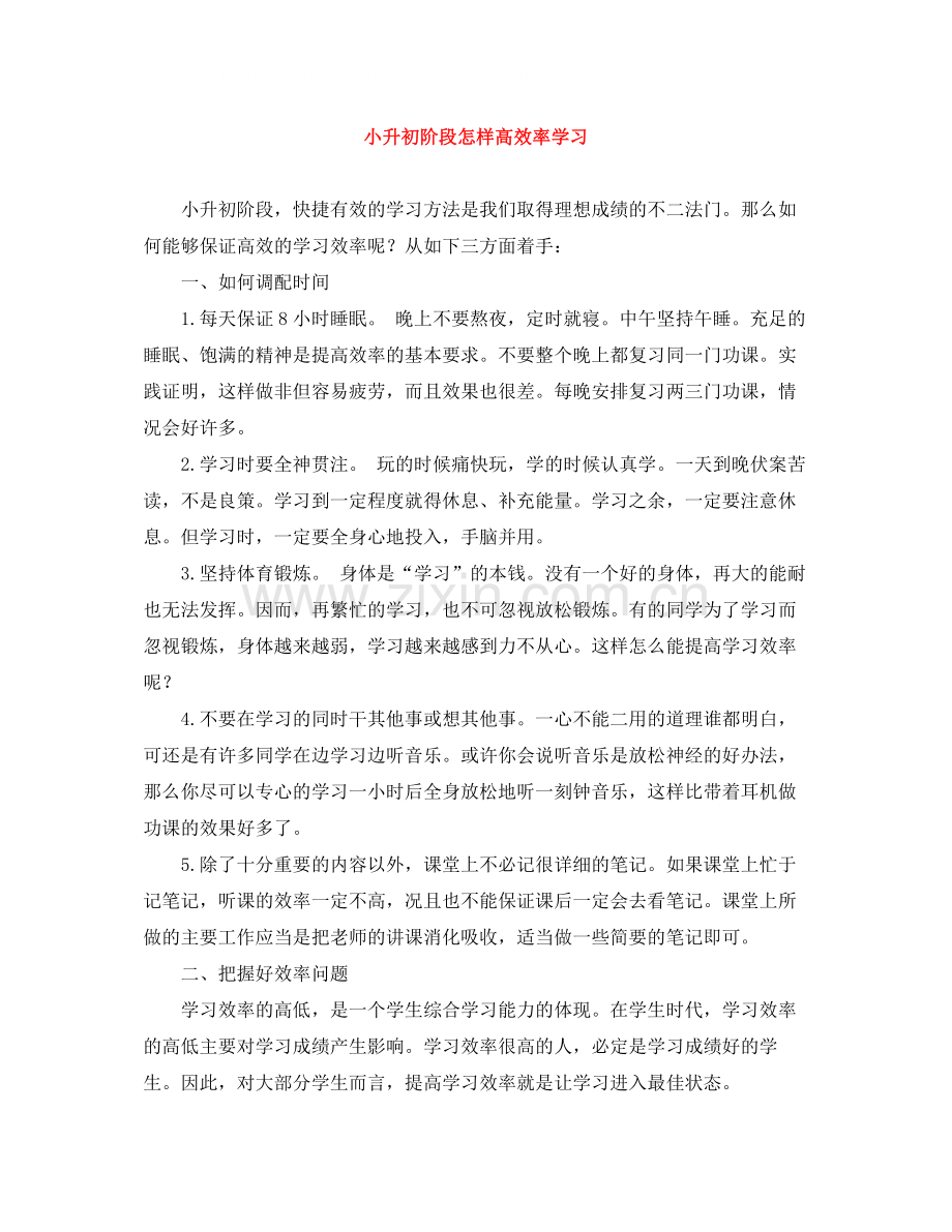 小升初阶段怎样高效率学习.docx_第1页