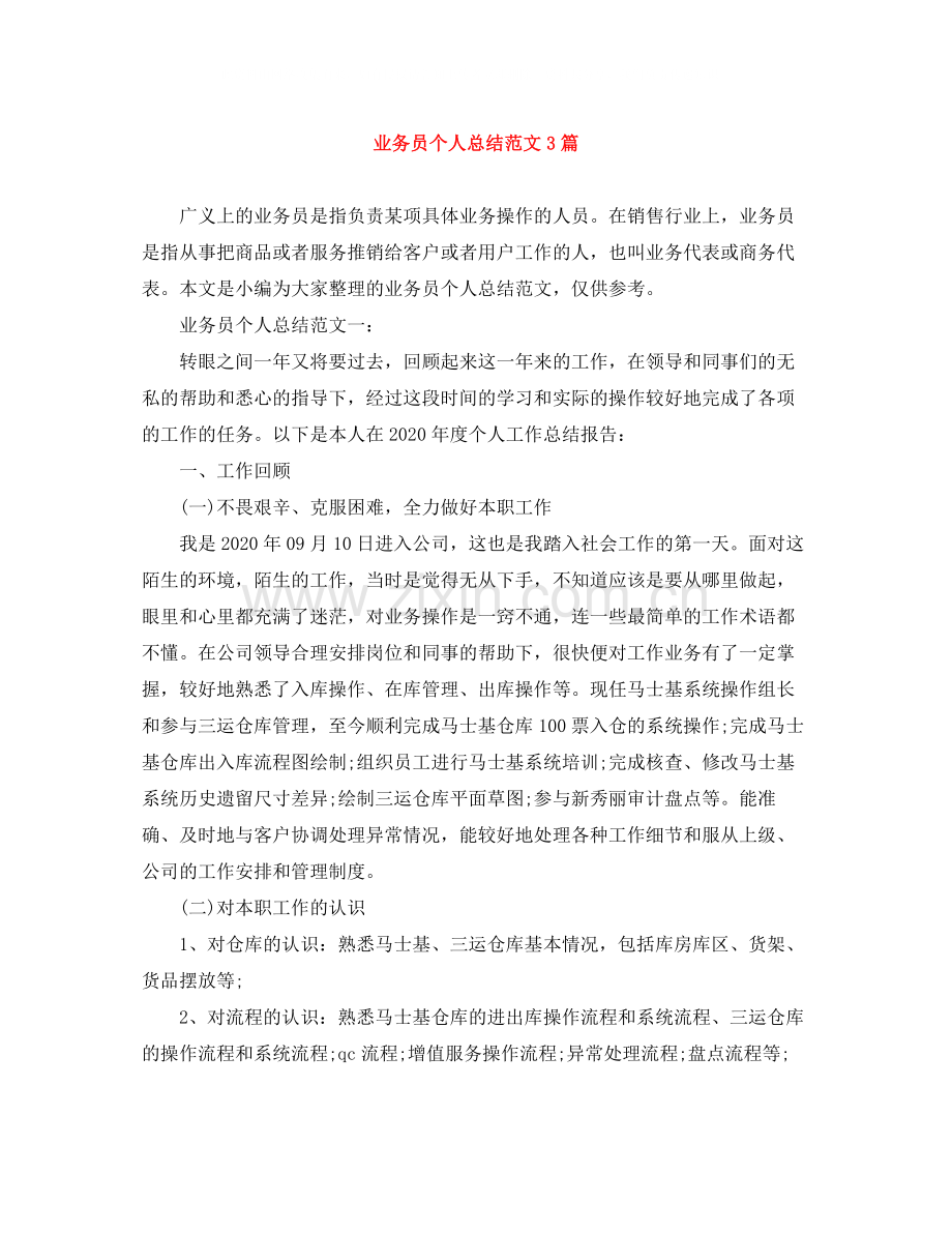 业务员个人总结范文3篇.docx_第1页