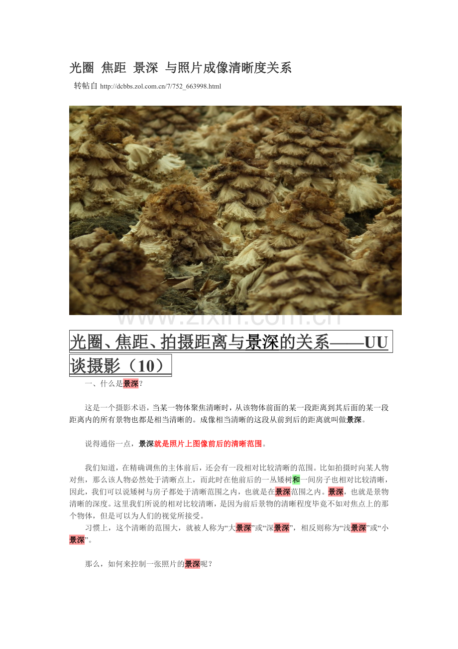 光圈 焦距 景深 与照片成像清晰度关系.doc_第1页