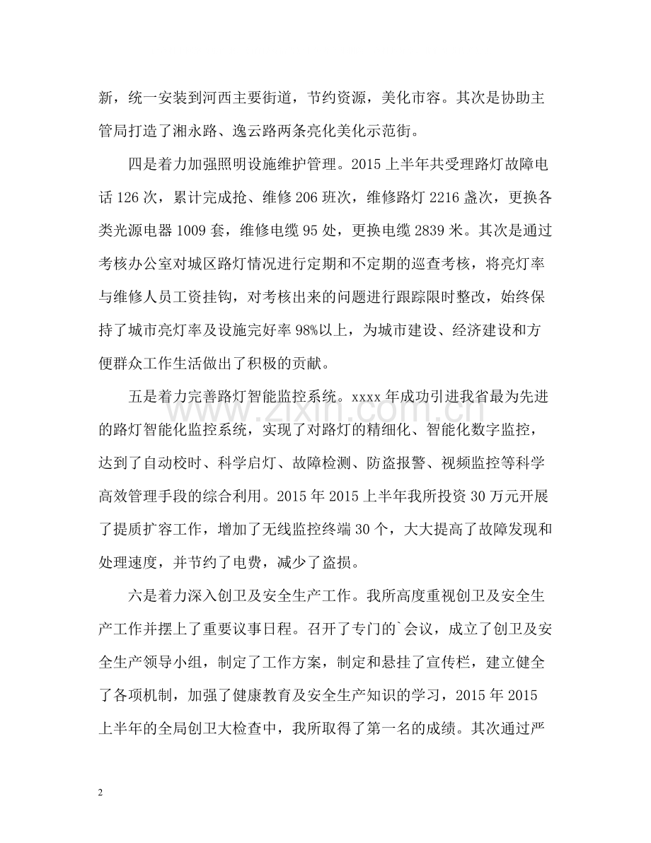 市路灯管理所半年工作总结.docx_第2页