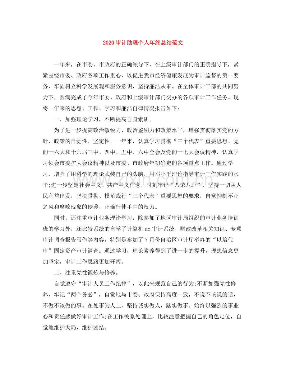 审计助理个人年终总结范文.docx_第1页