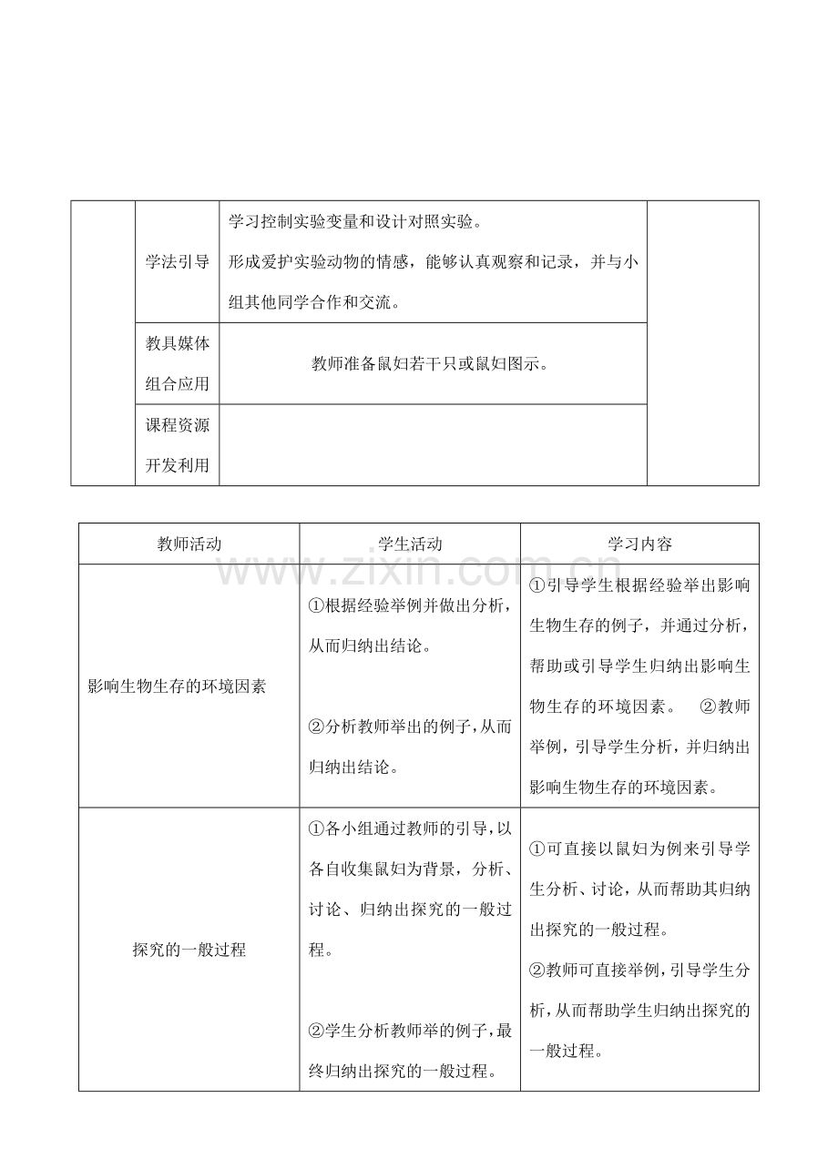 七年级生物上册 1.2.2环境对生物的影响教学设计 人教版.doc_第2页