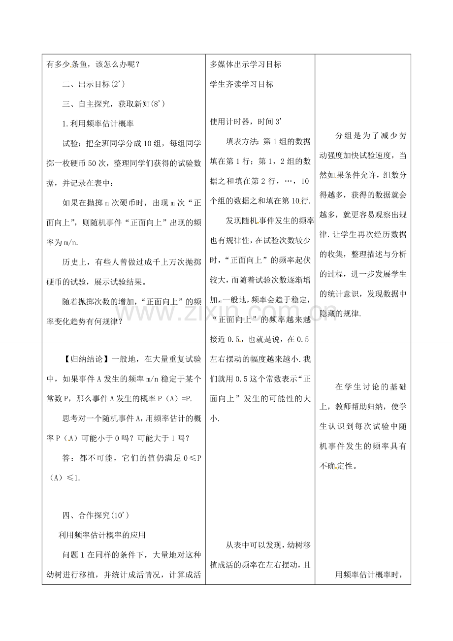 河北省石家庄市赞皇县九年级数学上册 25.3 用频率估计概率教案 （新版）新人教版-（新版）新人教版初中九年级上册数学教案.doc_第2页