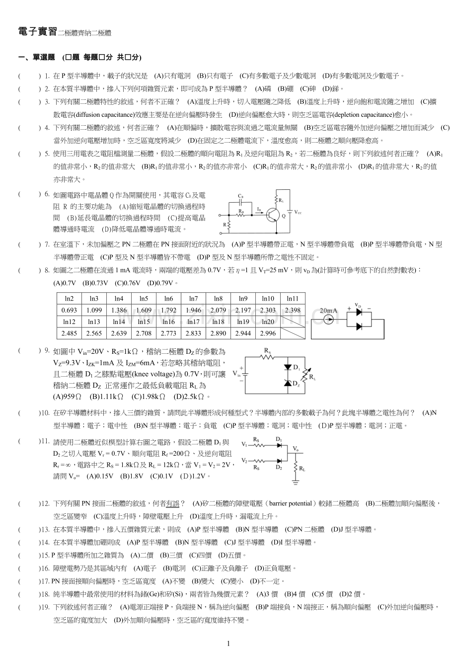 电子实习二极体齐纳二极体.doc_第1页