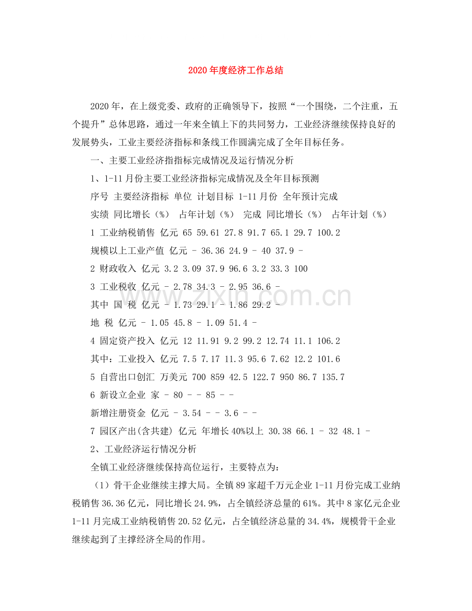2020年度经济工作总结.docx_第1页