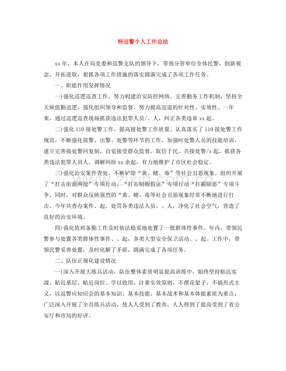 特巡警个人工作总结.docx_第1页
