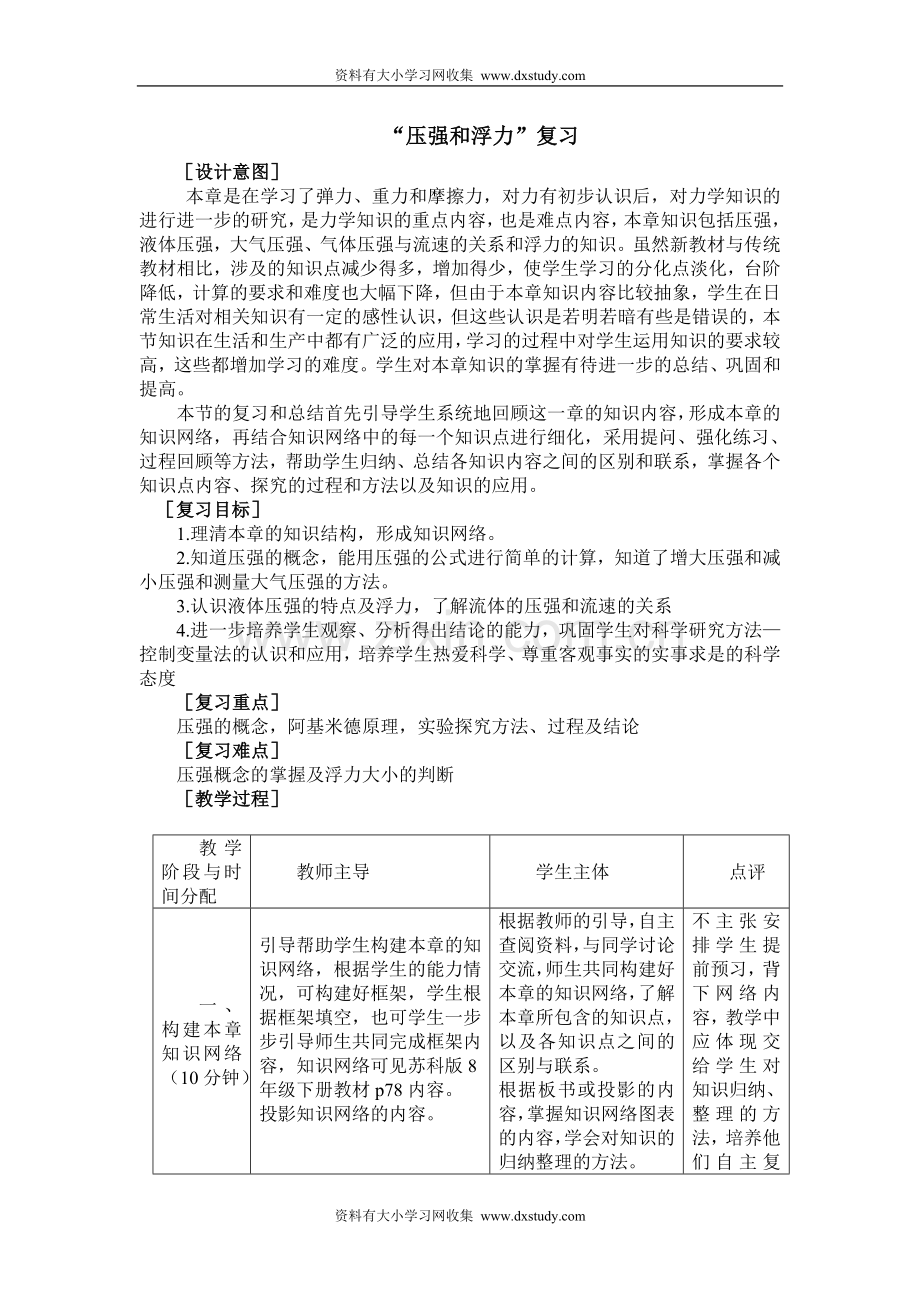 苏科版压强和浮力复习教案.doc_第1页