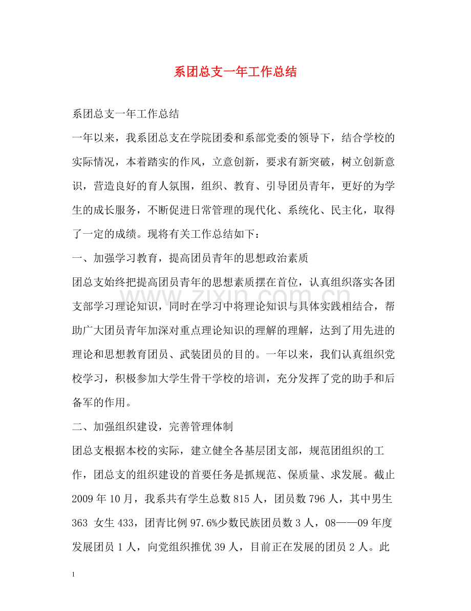 系团总支一年工作总结.docx_第1页
