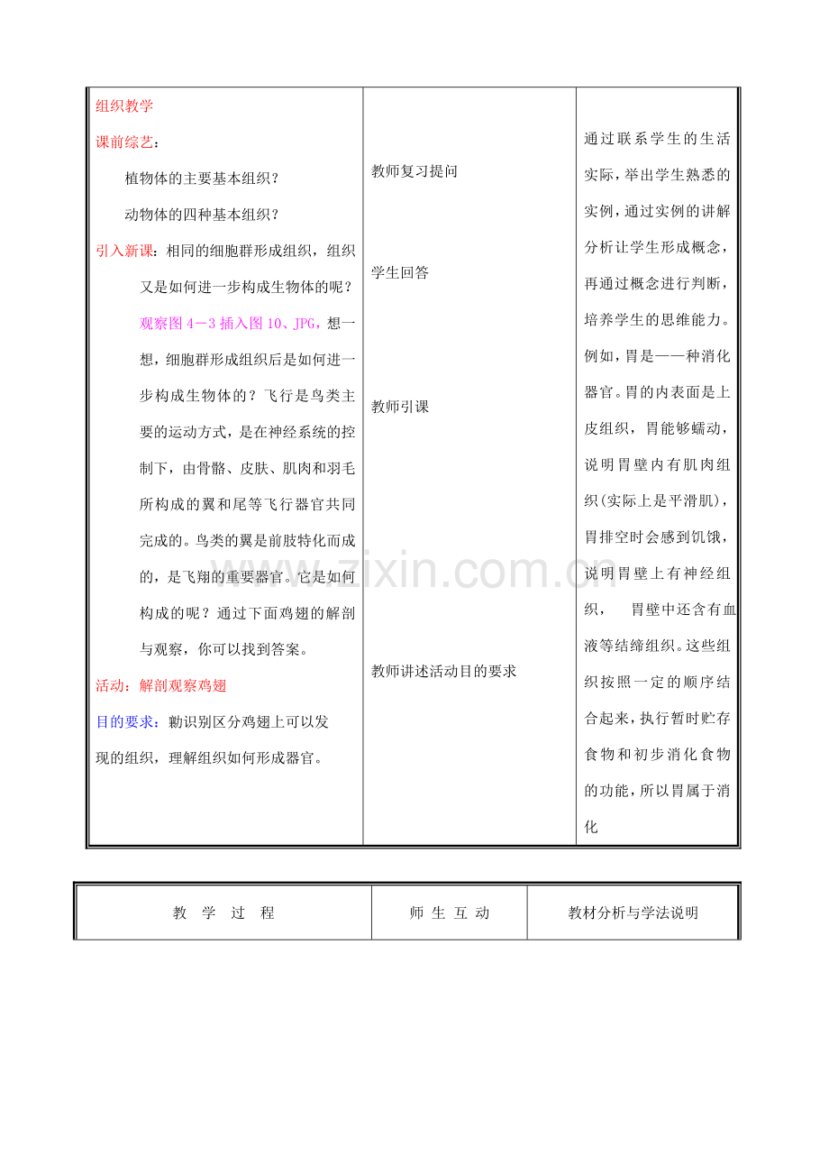 七年级生物上册 2.4.2生物体由器官和系统组成教案(一) 北师大版.doc_第2页