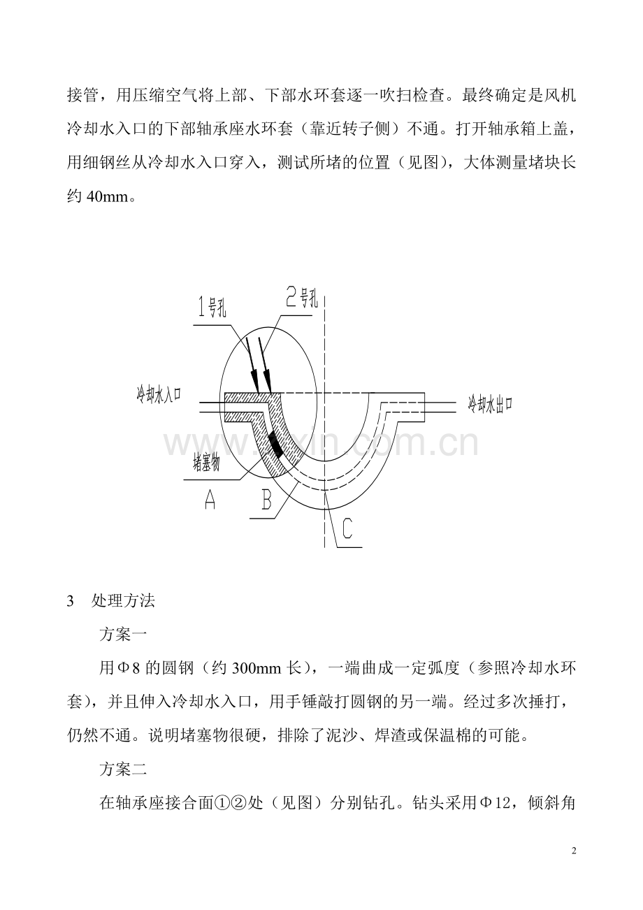 风机轴承座冷却水堵塞处理方法.doc_第2页