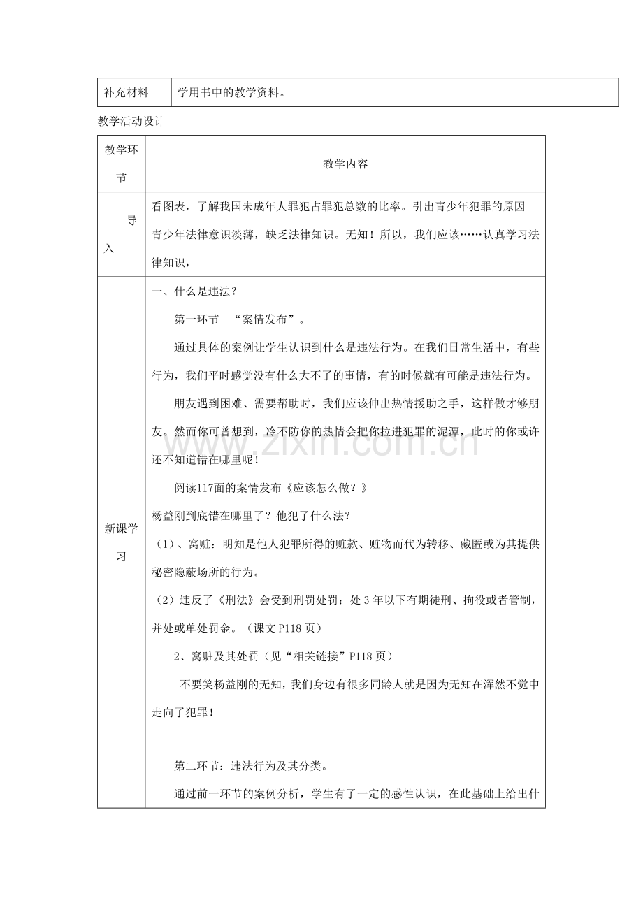 秋八年级道德与法治上册 第三单元 法律在我心中 第十一课 对违法说“不”（什么是违法？）教案 人民版-人民版初中八年级上册政治教案.doc_第2页