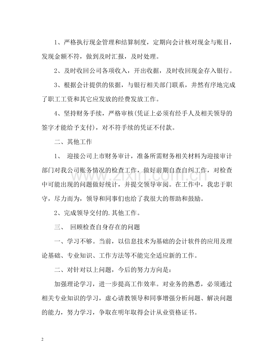 财务出纳个人工作总结3.docx_第2页