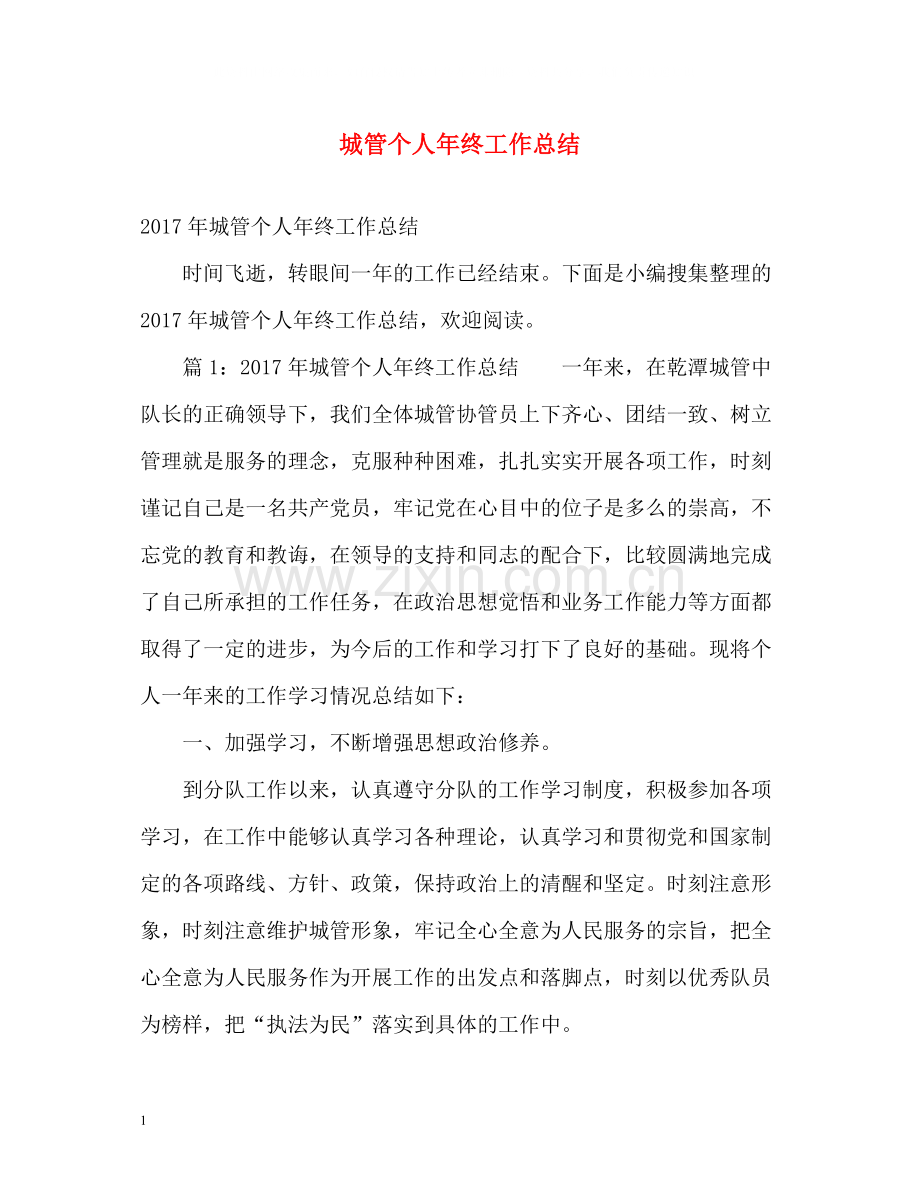 城管个人年终工作总结.docx_第1页