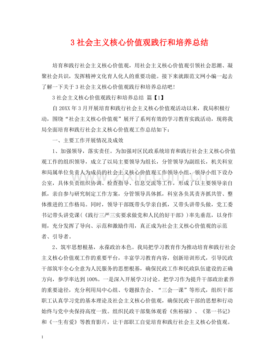 3社会主义核心价值观践行和培养总结.docx_第1页