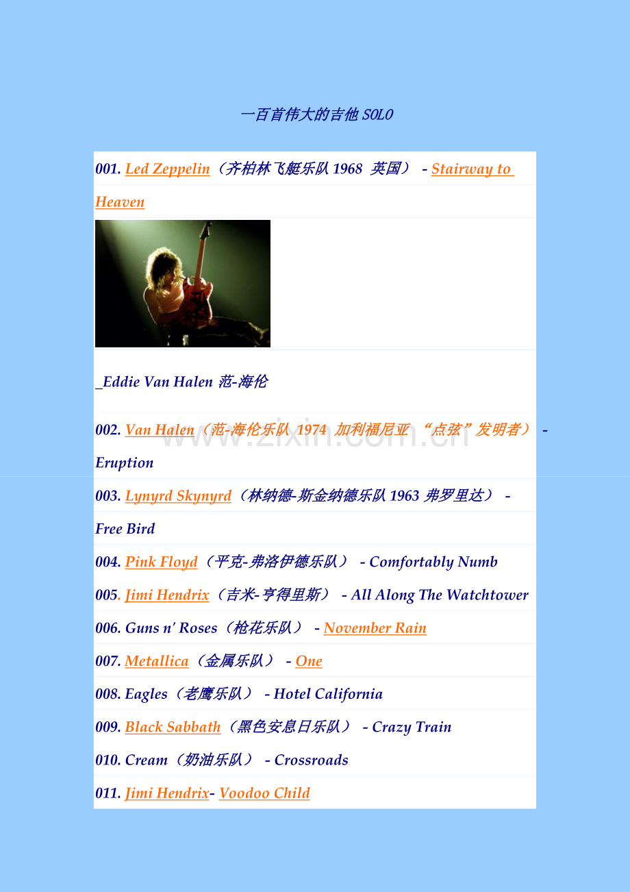 摇滚史上一百首伟大的吉他SOLO.doc_第1页