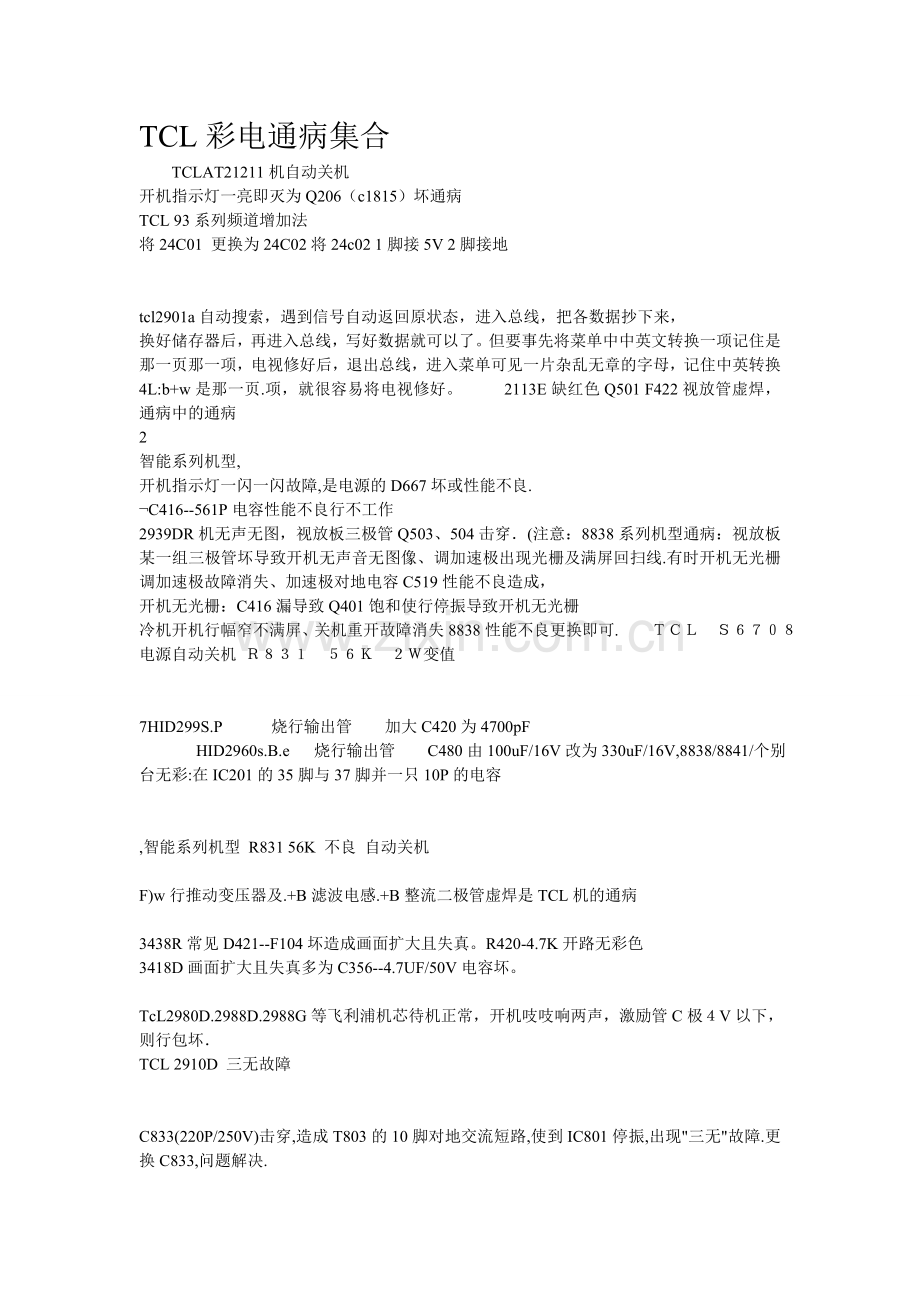 TCL彩电通病集合.doc_第1页