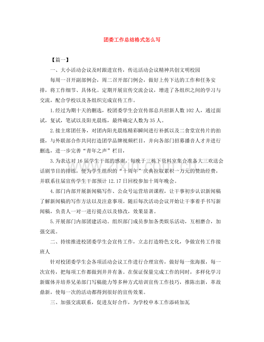 团委工作总结格式怎么写.docx_第1页