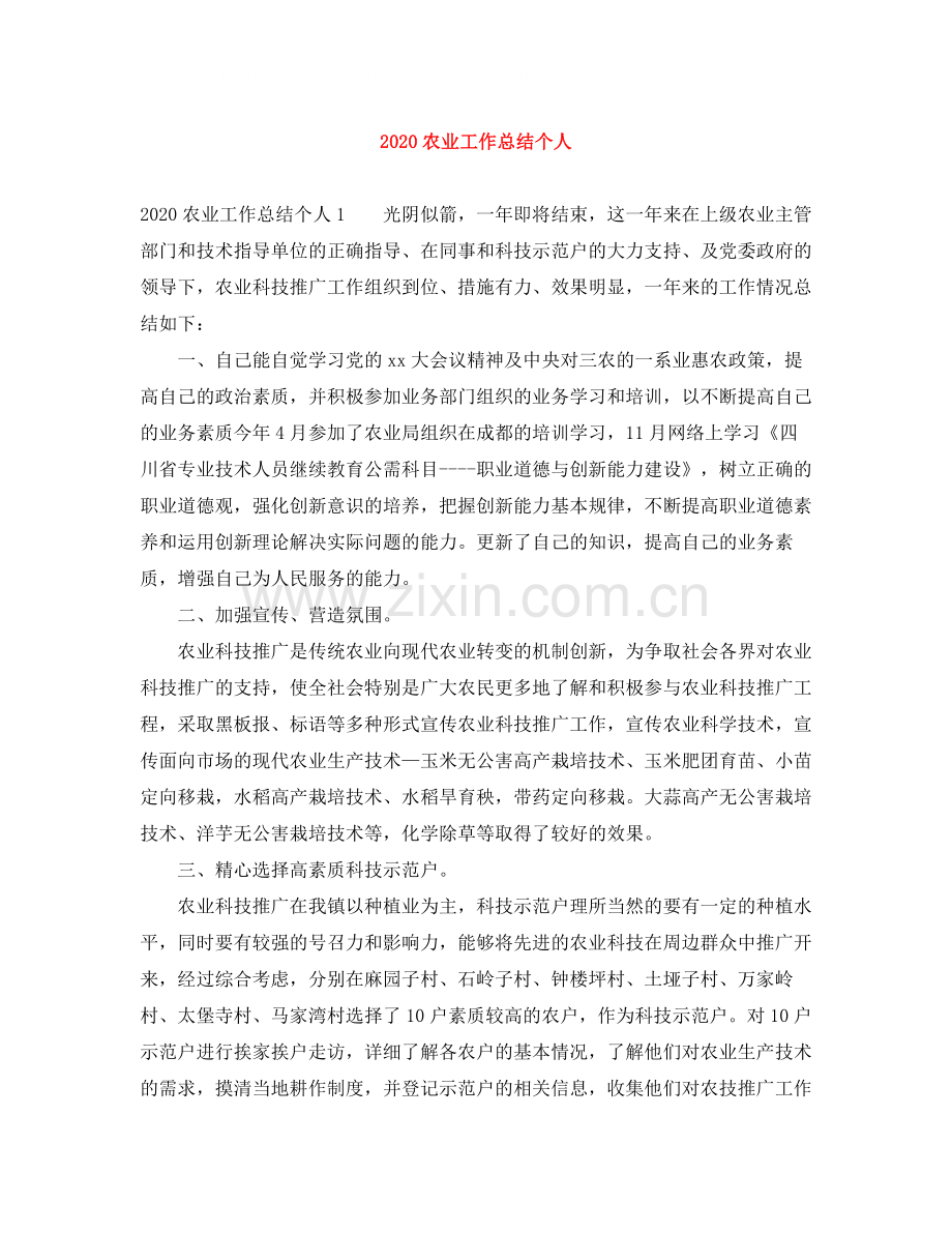 农业工作总结个人.docx_第1页