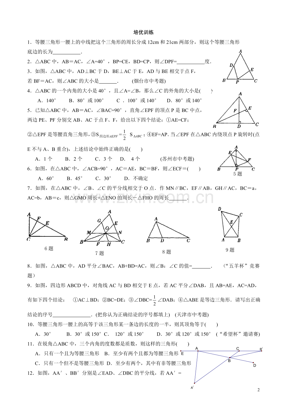 等腰三角形培优提高练习题.doc_第2页