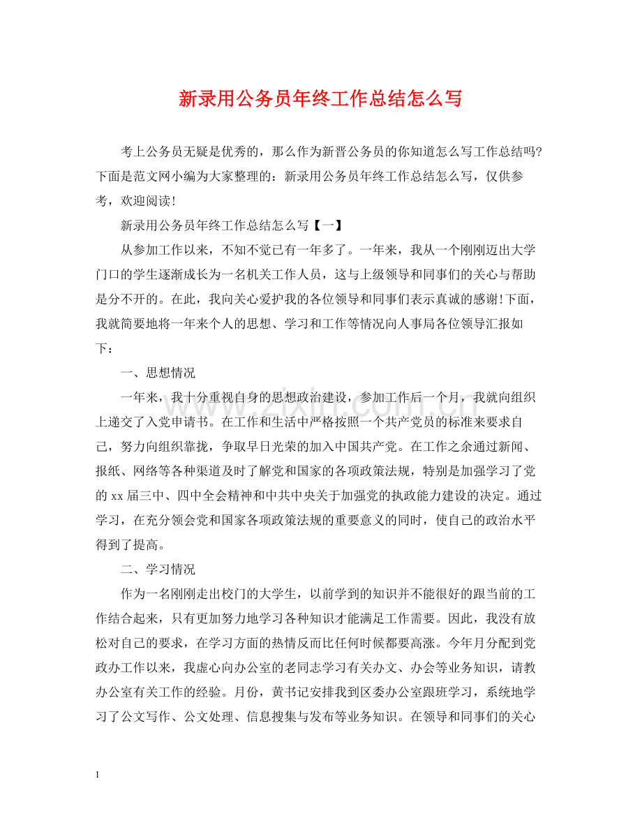 新录用公务员年终工作总结怎么写.docx_第1页