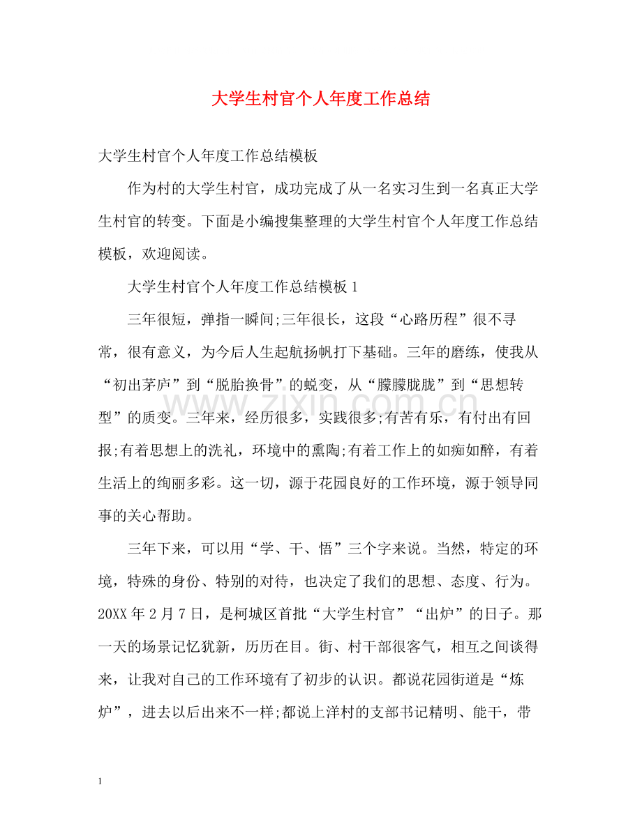 大学生村官个人年度工作总结.docx_第1页