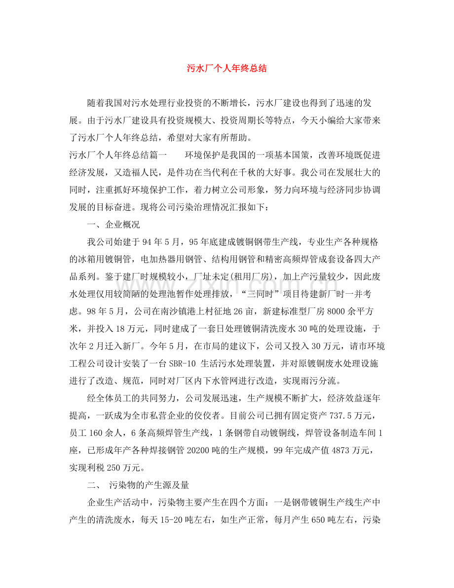 污水厂个人年终总结.docx_第1页