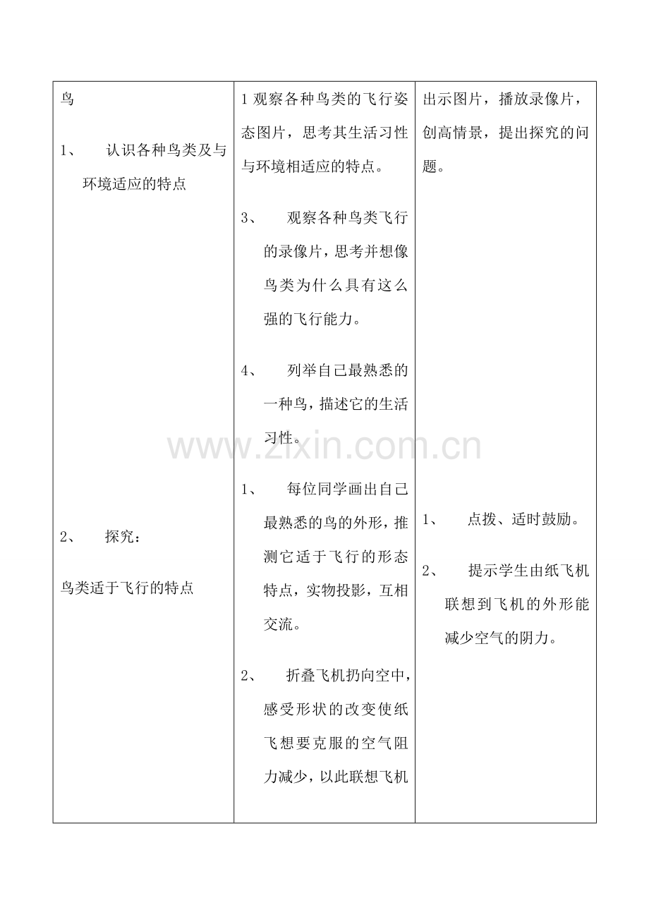 鲁科版九年级生物空中飞行的动物教案.doc_第2页