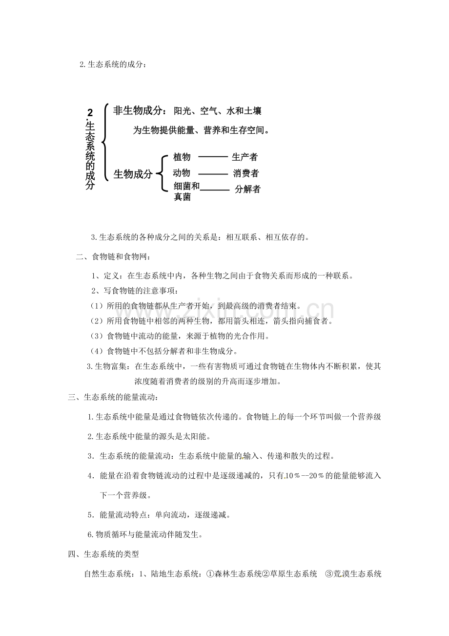山东省章丘市曹范中学八年级生物下册 6.2 生态系统复习教案 济南版.doc_第2页